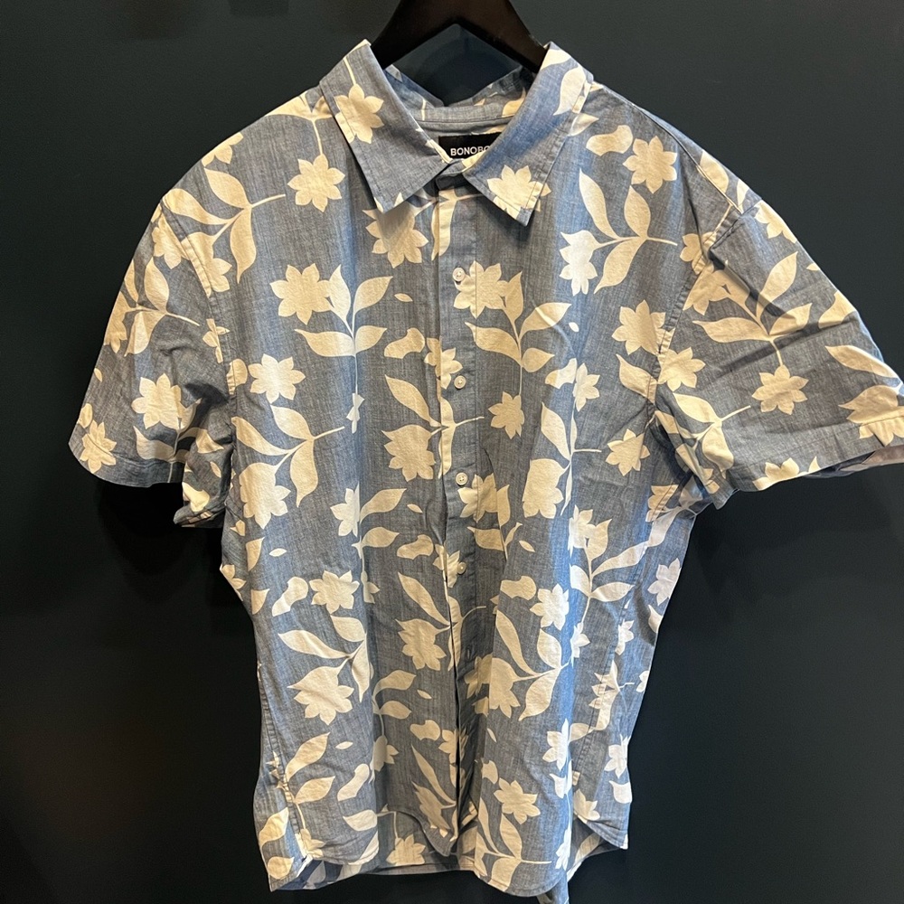 Blue Chambray Floral Stamp